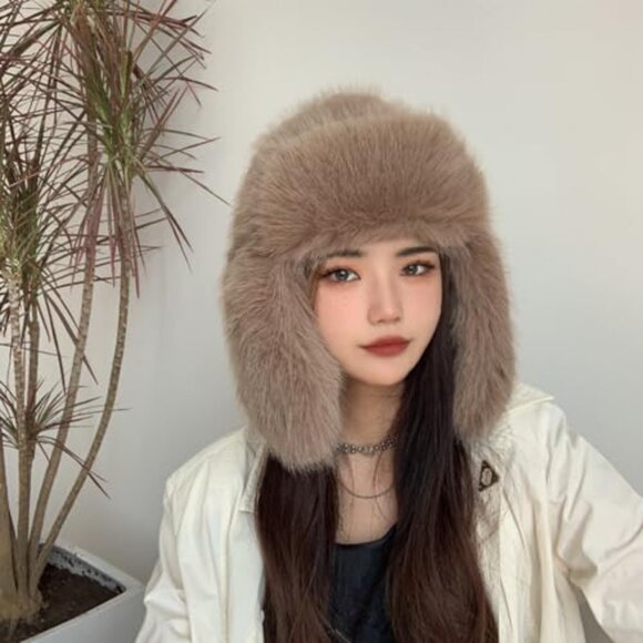 Luxurious Faux Mink Fur Trapper Hat Elegant Minimal Chic Winter Warm
